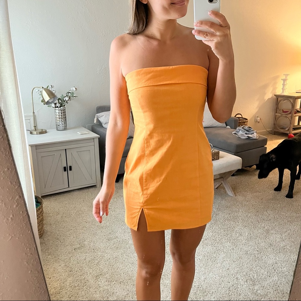 Vici Collection Orange Strapless Dress - Size large - worn once